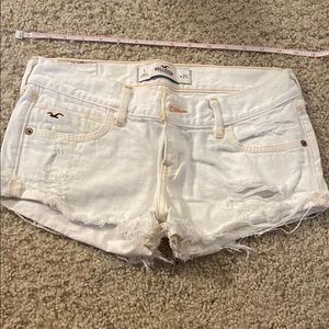 Hollister Women's White Distressed Denim Shorts